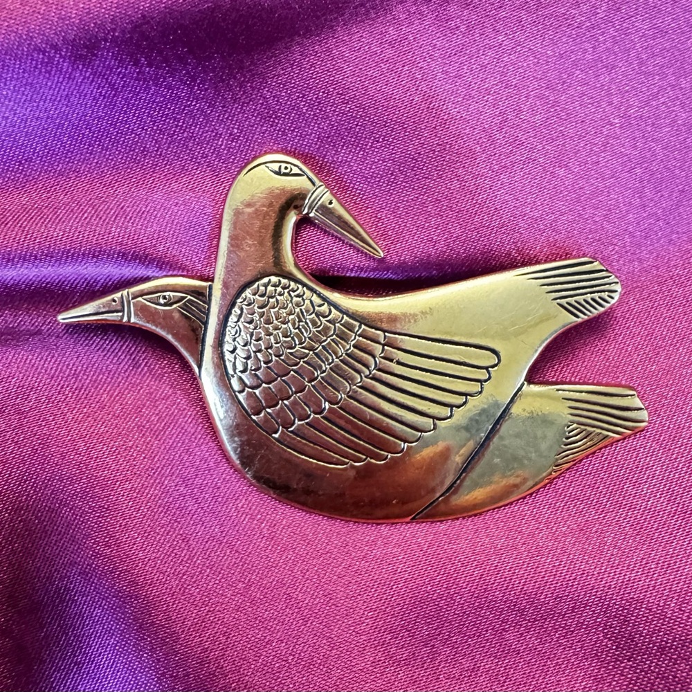 Vintage Laurel Burch Gold Bird Pin